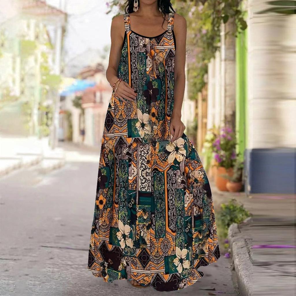Women's Slip Dress Maxi Long Dress Geometric Art Print Dress Spring & Summer Leisure Vacation
