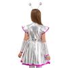 Mädchen Halloween Alien Cosplay Kostümset Weltraum Süße Kleid Armstulpen Haarreif Zubehör