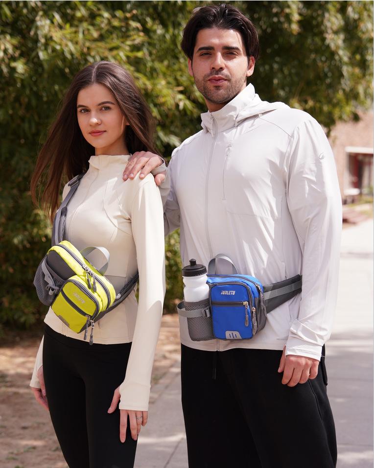 New Large Capacity Fitness Waist Pack with Water Bottle & Phone Holder for Outdoor Sports and Travel
