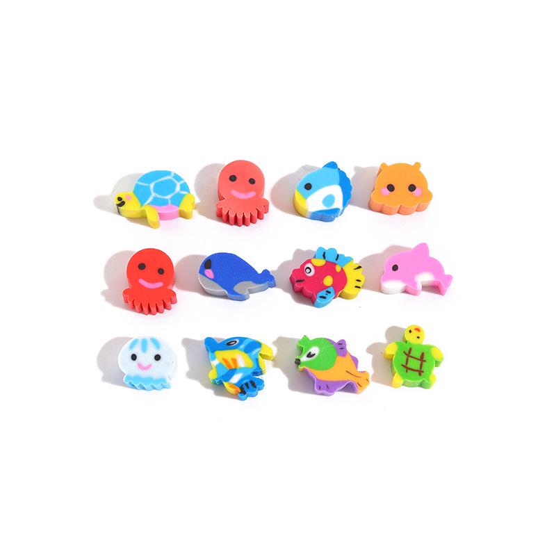 Ocean Cartoon Little Fish Eraser Set - Mini Student Stationery Gift Ocean Mini Eraser (Random)
