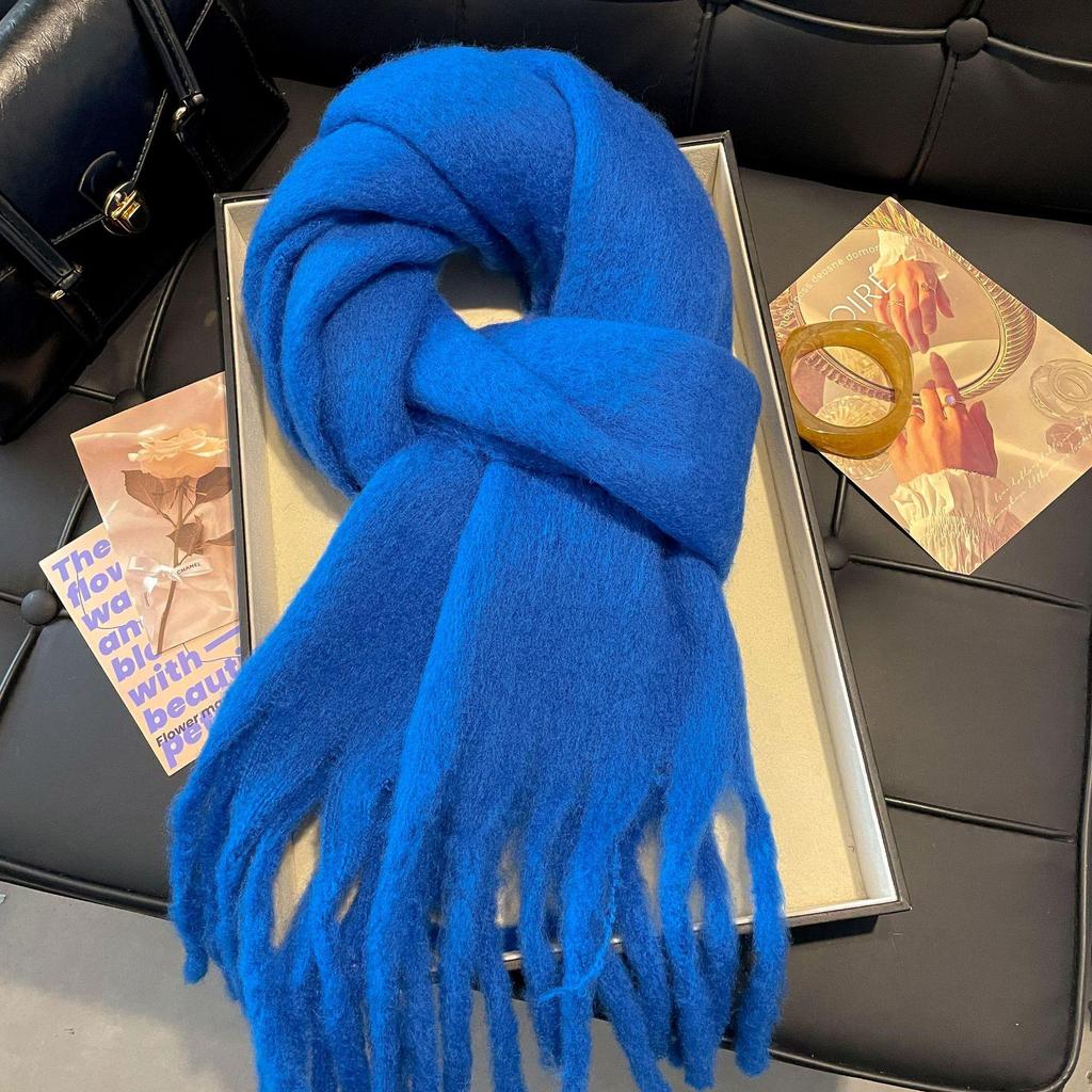 Women's Winter Imitation Cashmere Scarf - White Mohair Shawl Neck Warmer