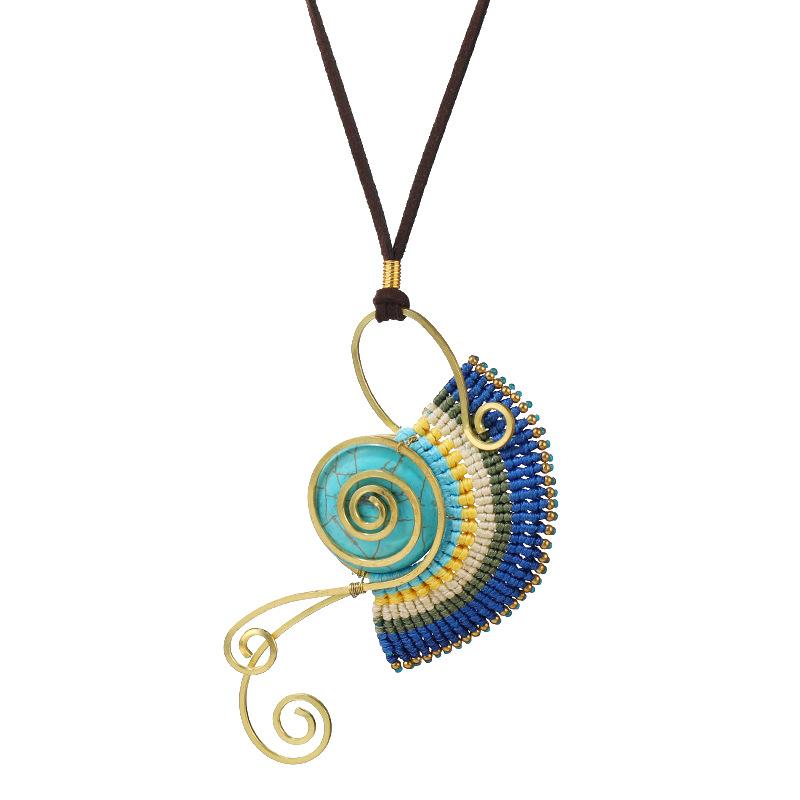 Niche Design Woven Necklace Retro Bohemian Vacation Style Long Sweater Chain Accessories Women