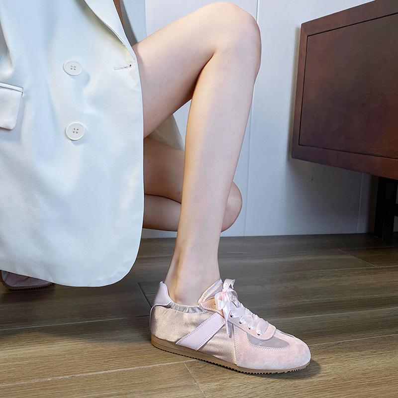 Cowhide version~ Ballet training shoes women's soft-soled splicing versatile breathable casual sports shoes leather flat-soled Forrest Gump shoes