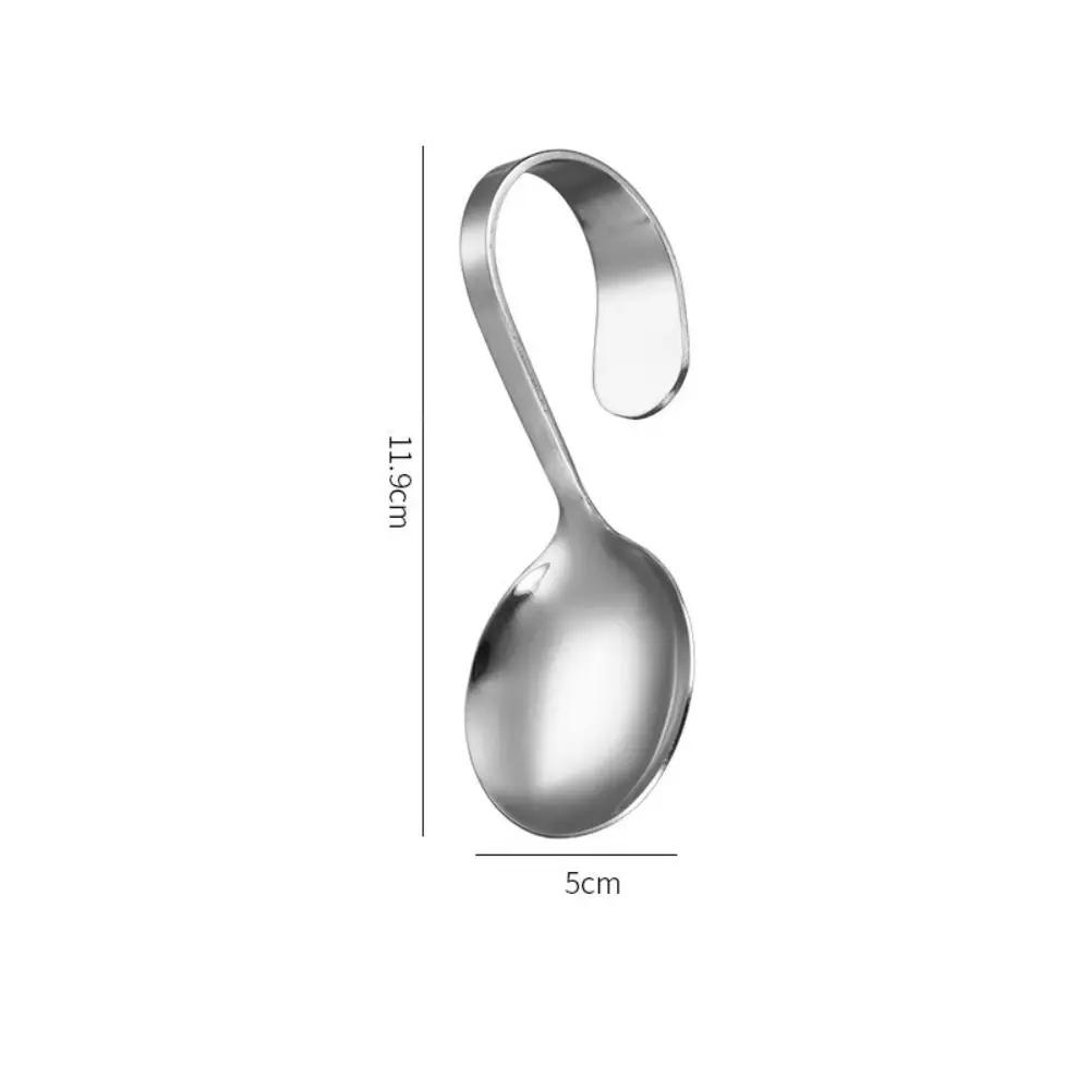 Cutlery Stainless Steel Curved Handle Spoon Rustproof Portable Serving Spoons Comfortable Grip Safe Dessert Spoons Buffet