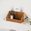 Wall Mounted Woven Storage Basket Punch Free Bathroom Organizer Imitaion Rattan Floating Shelf Toiletries Cosmetics Storage Rack with Adhesive Hooks