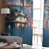 New York City Skyline Panoramic View At Sunset Chiffon Sheer Curtains for Living Room Bedroom Window Voiles Tulle Curtain