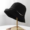 Literary and retro solid color crimped chain bucket hat women's outdoor travel temperament casual versatile sunshade bucket hat