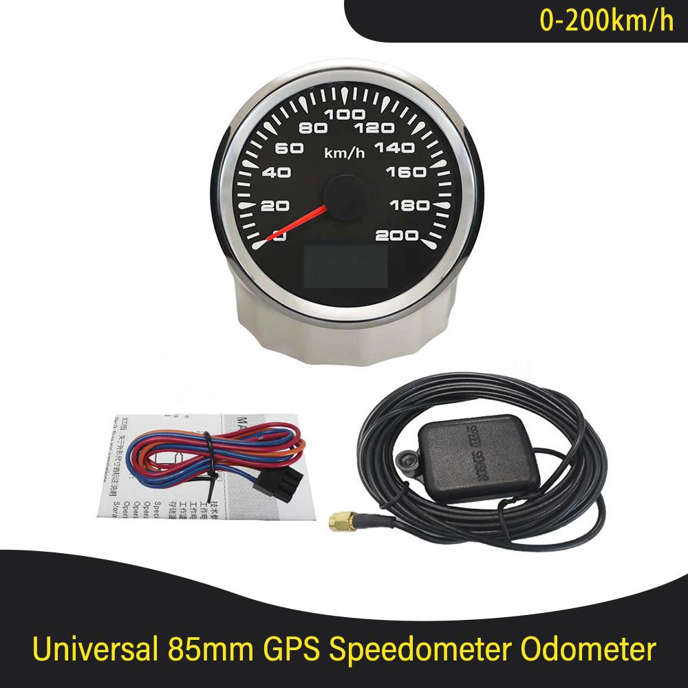 85mm Boat Car 0-120KM/H 0-200KM/H GPS Speedometer with 8 Colors Backlight Waterproof Speedometer 9~32V Trip\COG\ODO