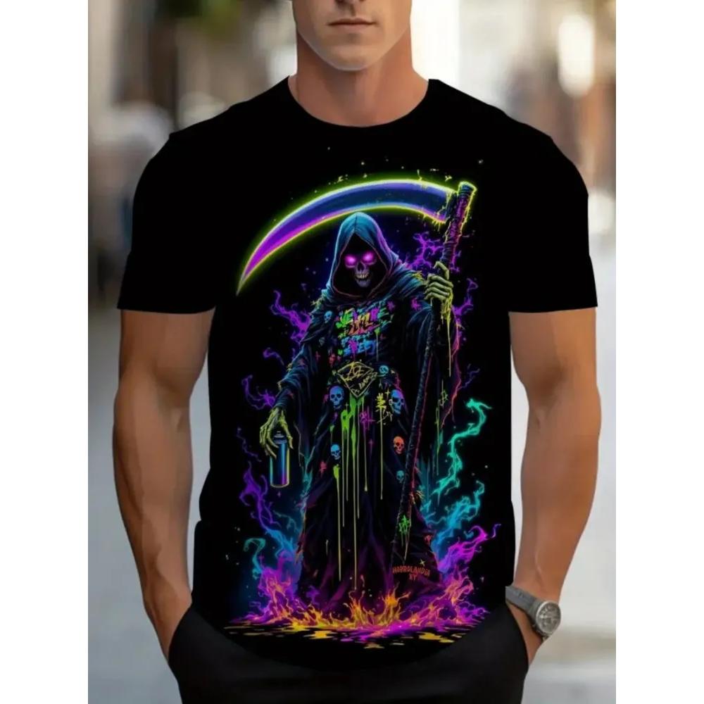 Men's Ghost Casual Versatile Top Daily Comfort Short Sleeve Fashion T-Shirts Men’s
