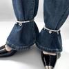 Imitation Pearl Anklet Trouser Chain With Spike Charms Adjustable Punk Style Ankle Bracelet Women Jeans Decor Fashion Jewelry