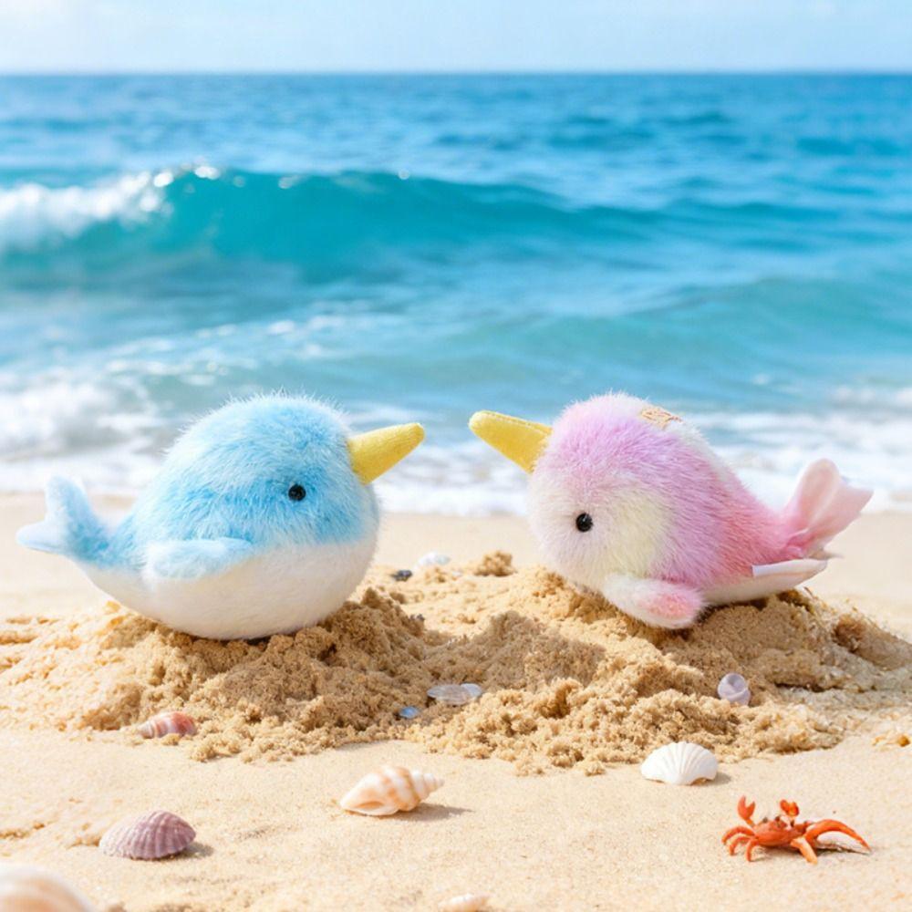 Starfish Ocean Animal Plush Keychain Soft Fluffy Whale Keyring Cute Seahorse Pendant  Birthday Gift