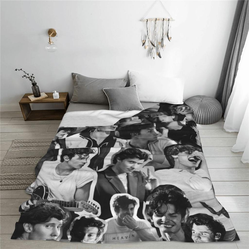 S-Shawn Mendes Blanket Musician Camping Flannel Throw Blanket Super Soft Couch Chair Custom Bedspread Gift