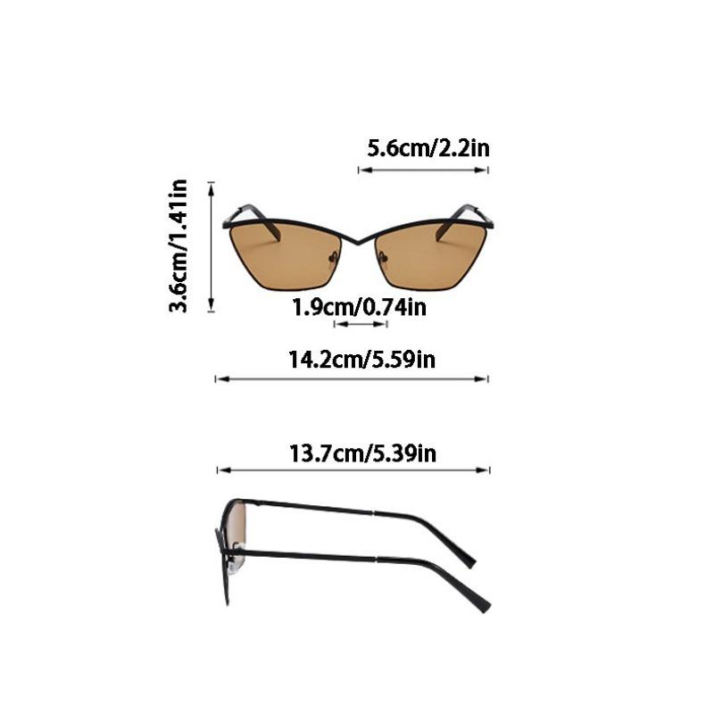 Ikke-polariserte klassiske katteøyne-rektangulære solbriller for kvinner Luksusmerkedesign Mote Vintage metallinnfatning solbriller Retro briller Unisex