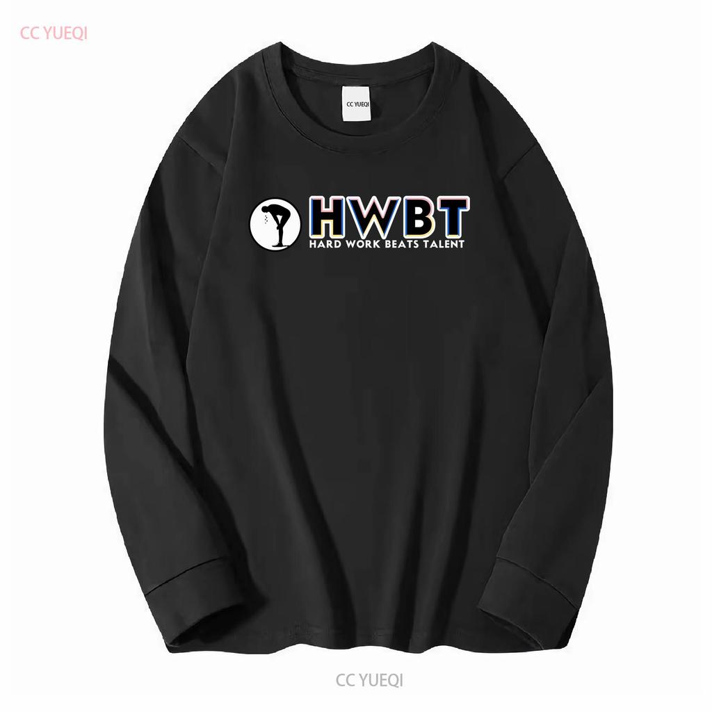 T SHIRT HWBT HARD WORK BEAT TALENT MOTIVATIONAL BLACK XL vintage Washed Casual designer clothes graphic Breathable Stylish