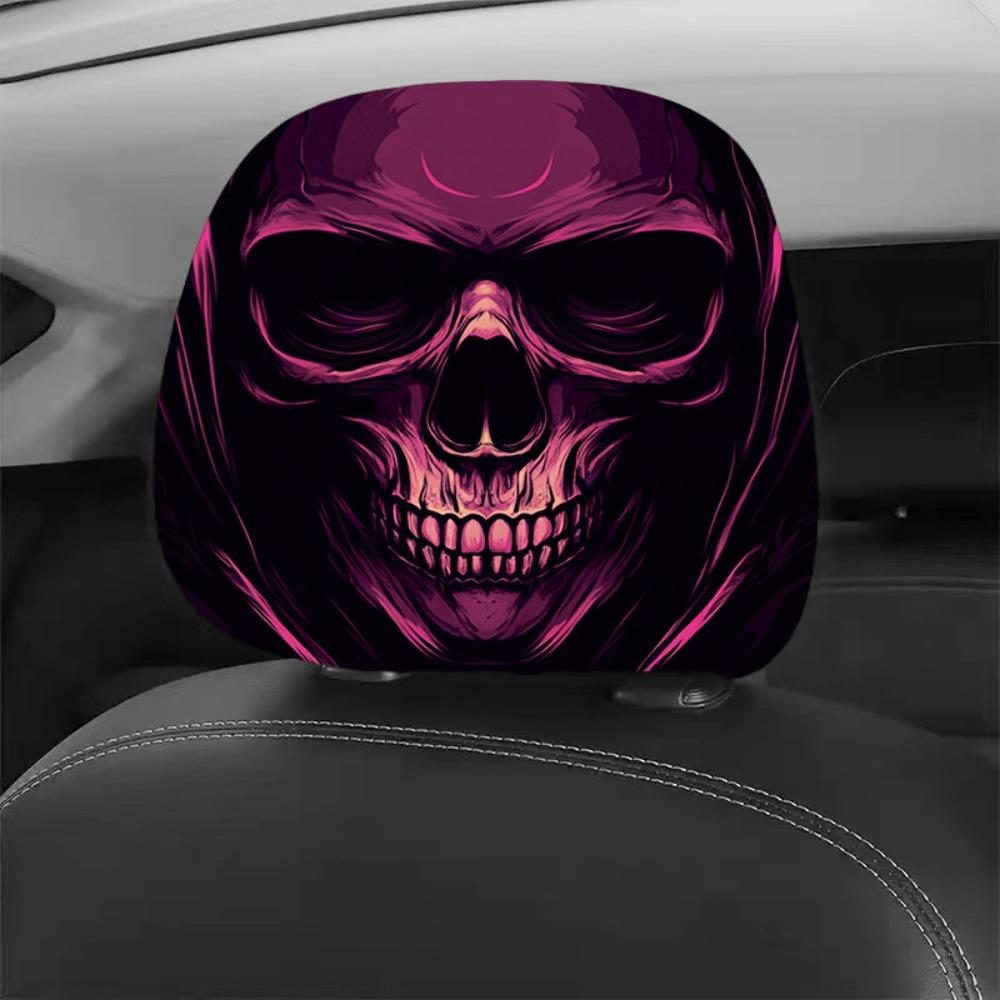 2 Pcs Ghost Car Seat Headcover Halloween Accessories Car Interior Decor All Seasons