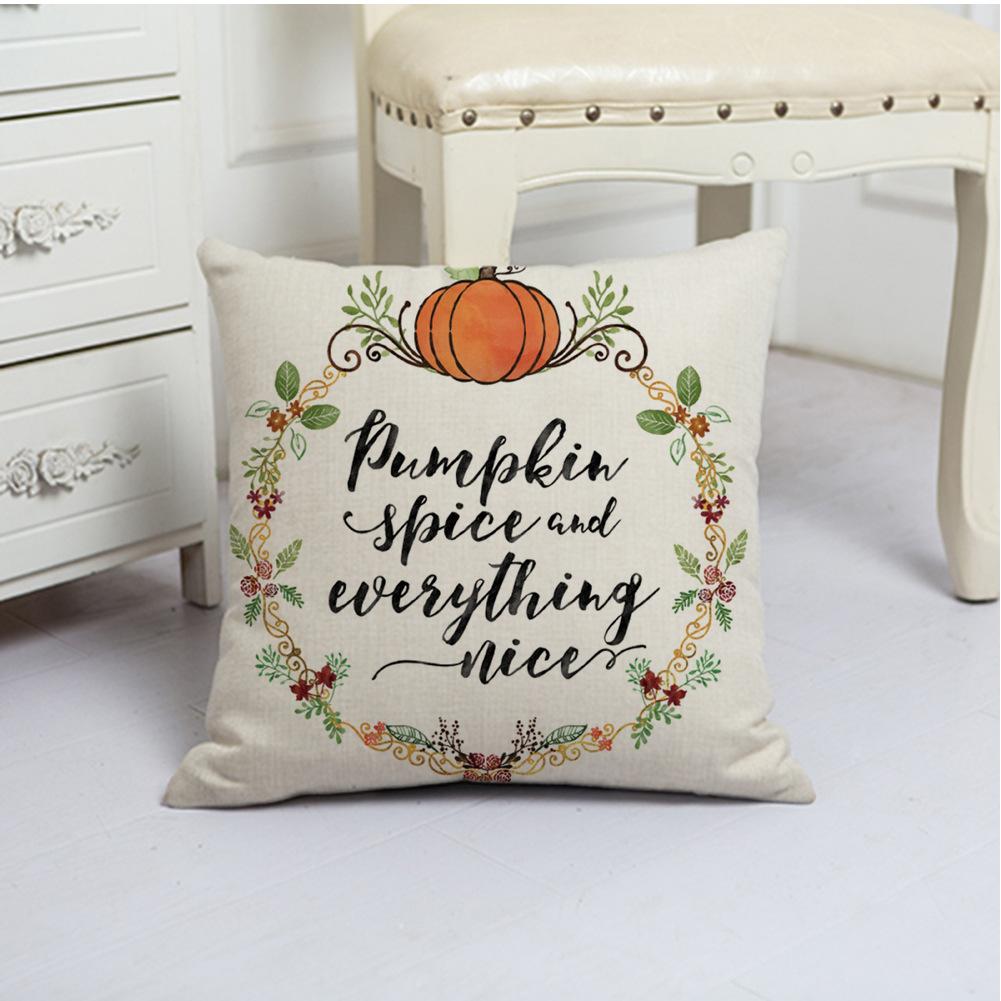 White Pumpkin Thanksgiving Garland Flax Pillow Case European and American Fashion Home