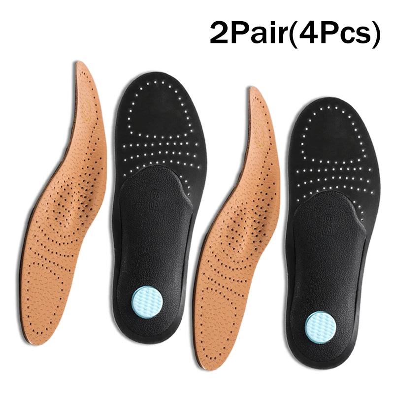 Genuine Leather Orthotic Insoles with Arch Support Breathable Shoe Inserts Plantar Fasciitis Heel Pain Relief Pads for Men Women