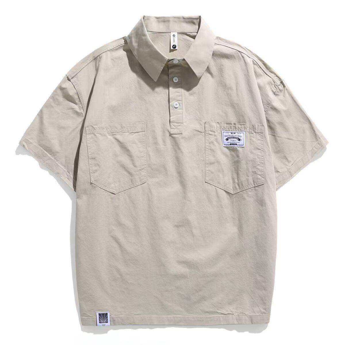 

Мужская модная рубашка поло с коротким рукавом — корейский облегающий крой, универсальный топ на лето 2023 г. XL абрикосовый