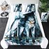 Moon Child Black Cold Art Moon Fox Duvet Cover Set Moon and Stars Bedding Set Black and White Fox Comforter Cover for Girl Boy