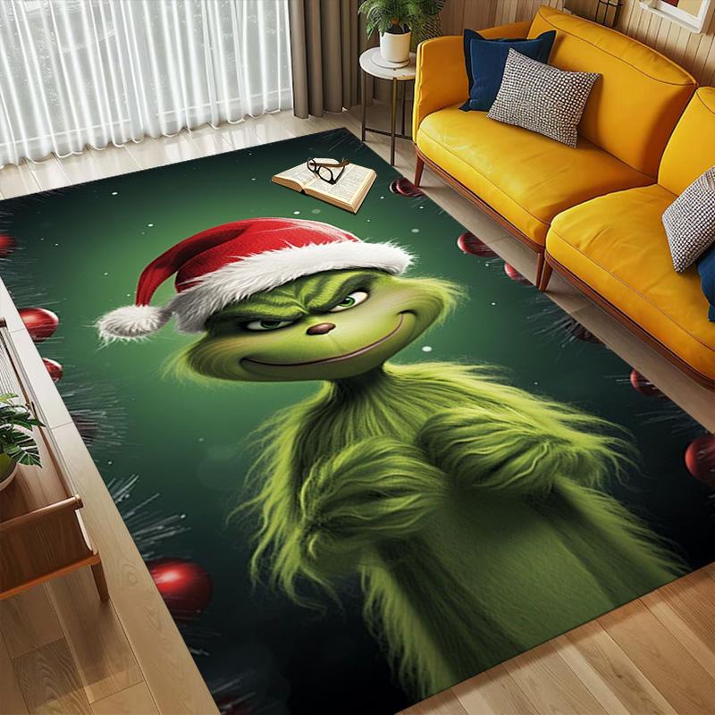 Tappeto Antiscivolo Soggiorno Grinch Tappeto Morbido per Camera da Letto Sala Giochi Divano Ufficio Arredamento Casa Zerbino Regalo di Natale C9211498