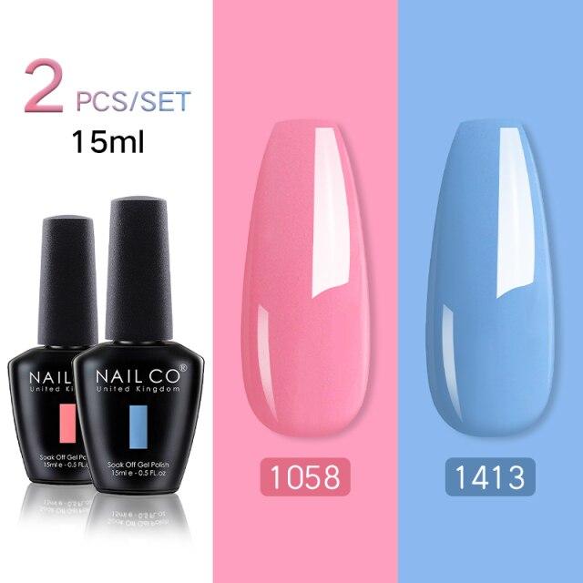 NAILCO 2 цвета, 15 мл, набор гель-лаков для ногтей Vernis, полуперманентный УФ-светодиодный гель для дизайна ногтей, принадлежности для профессионалов, отмачиваемый верхний слой