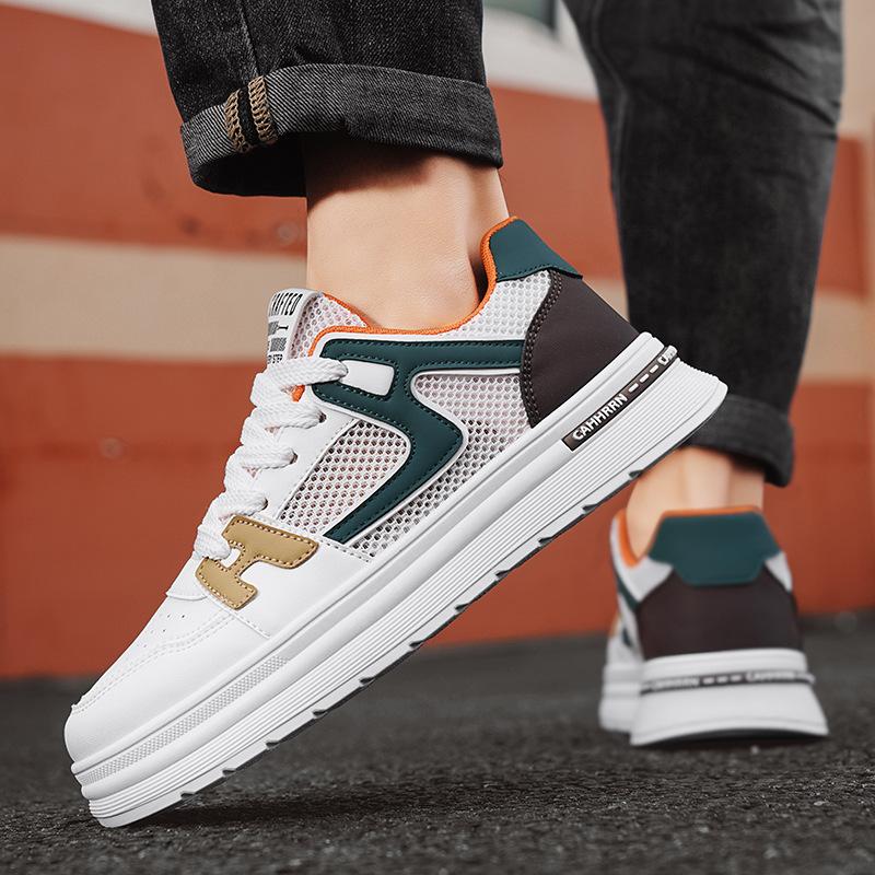 

Korean version of white shoes men s summer 2025 new thick-soled heightening skateboard shoes hollow soft-soled casual sports board shoes 39