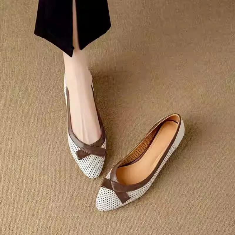 Damenmode süß braun Netz atmungsaktiv Frühling zum Hineinschlüpfen rutschfest quadratischer Absatz Schuhe Dame cool beige Arbeits-Pumps ab470