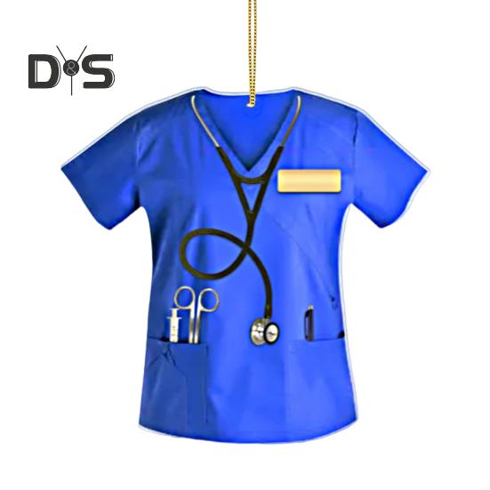 Nurse Uniform Shape Decoration Flat Acrylic Hanging Ornament Keyring Pendant Gift for Nurses Doctors Car Bag Decoration