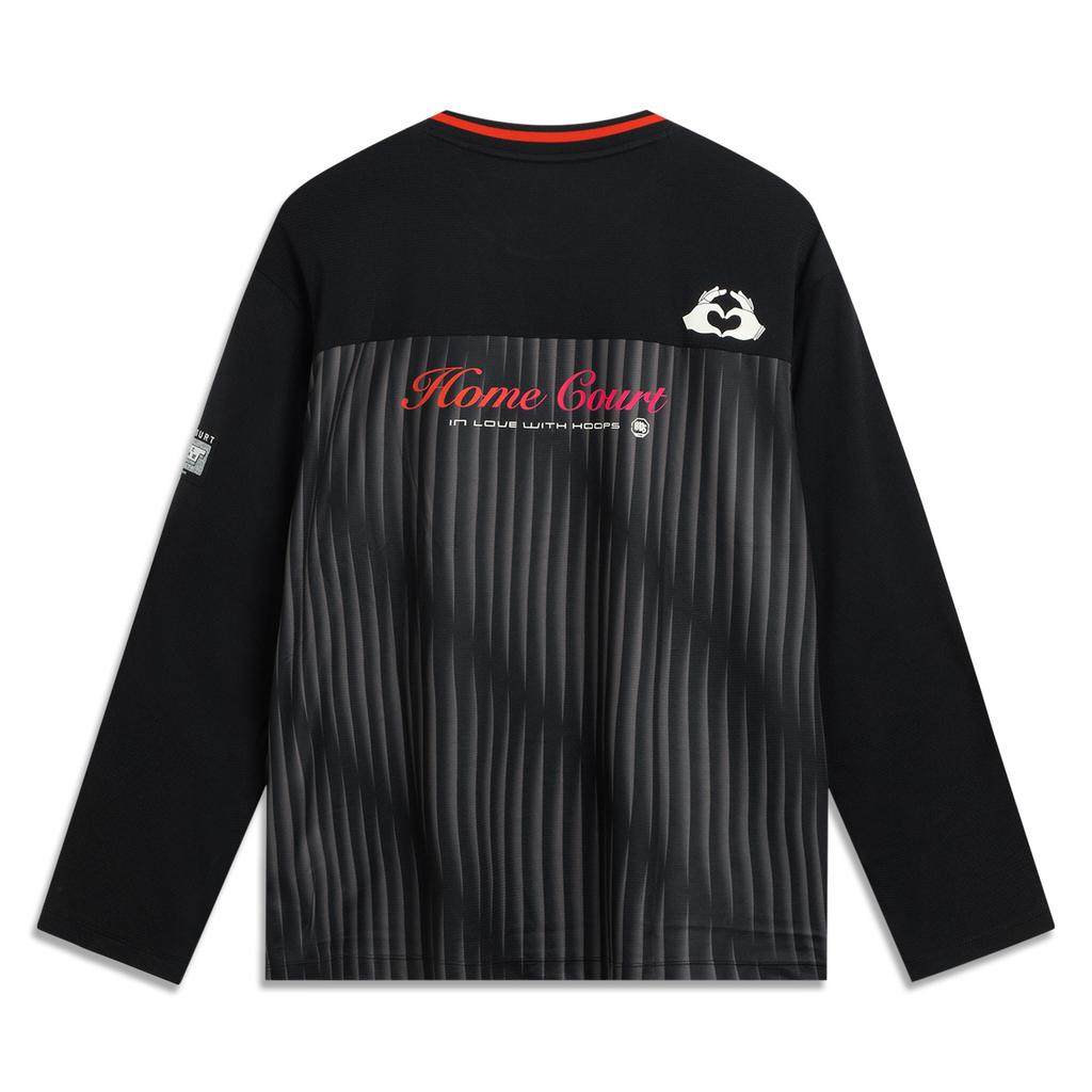 Li-Ning Anti-Five Series Striped Letter Loose Quick-Dry V-Neck Long Sleeve T-Shirt Men Tops AAEV051-2