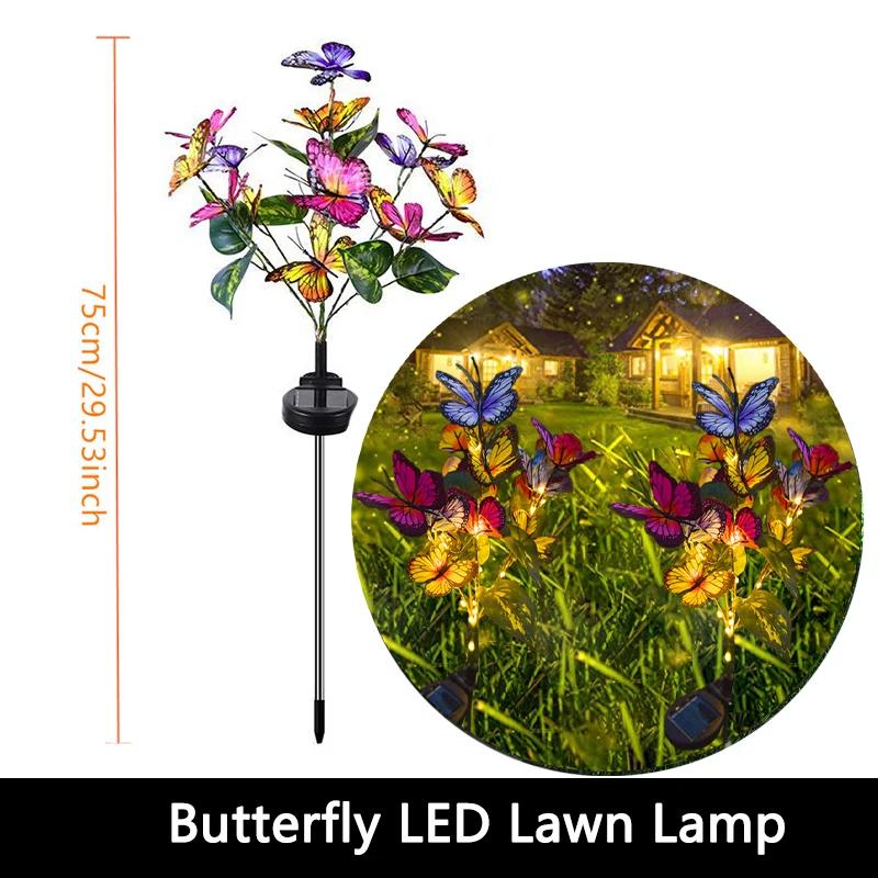 LED Zewnętrzna Solarna Lampa Trawnikowa Sztuczny Motyl Słonecznik Solarne Lampy Gruntowe Ogrodowe Kemping Dekoracja Atmosfery na Przyjęcie Weselne