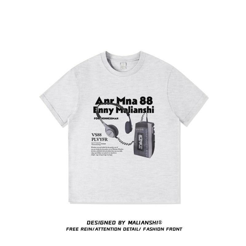 Pure cotton large size American oversize short-sleeved t-shirt women's new design niche printed top
