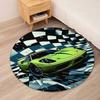 Racing Printed Round Rug Carpet Chair Rug Area Rug Entryway Doormats,for Office Chair Living Room Bedroom Kitchen Room.