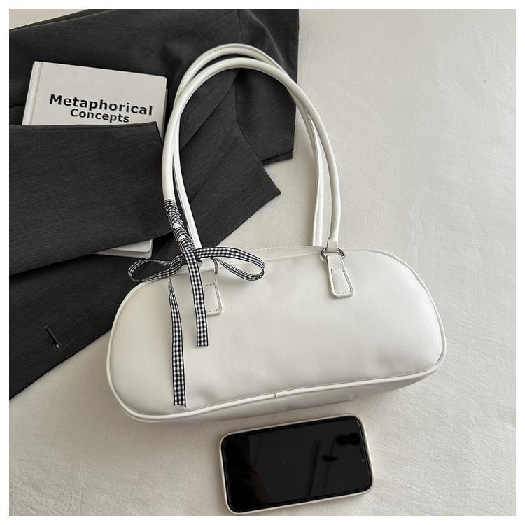 

Портативная серебристая сумка в стиле балета с бантом, женская, новая, трендовая, корейская нишевая сумка под мышкой, сумка большой вместимости