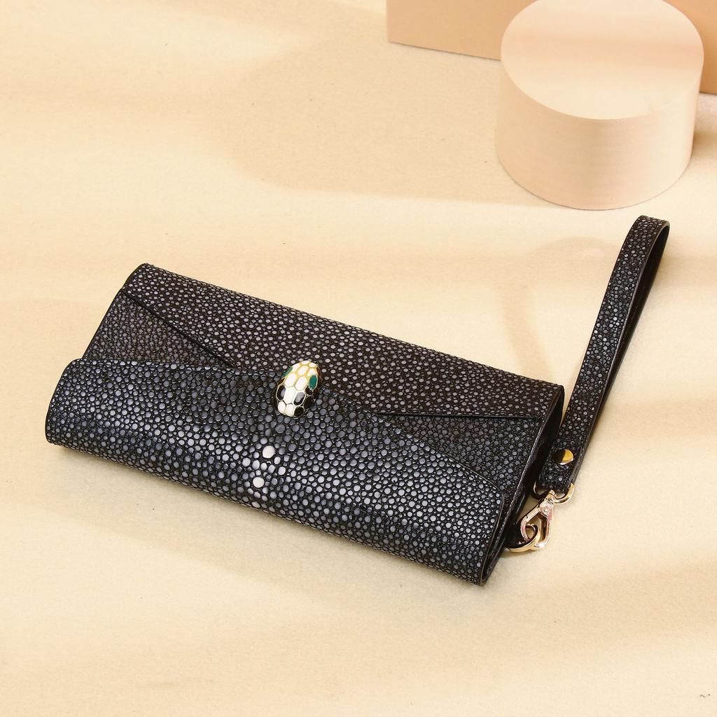 Smooth Pearl Fish Pattern Ladies' Clutch Bag, Snake-head Flip Phone Bag, Ladies' Bag, Fashionable Handbag