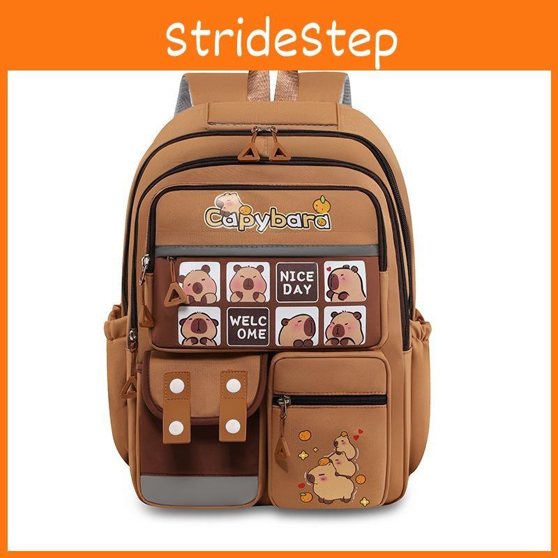 Nylon Childrens Backpack Featuring Capybara Cartoon Pattern Classroom Bag School