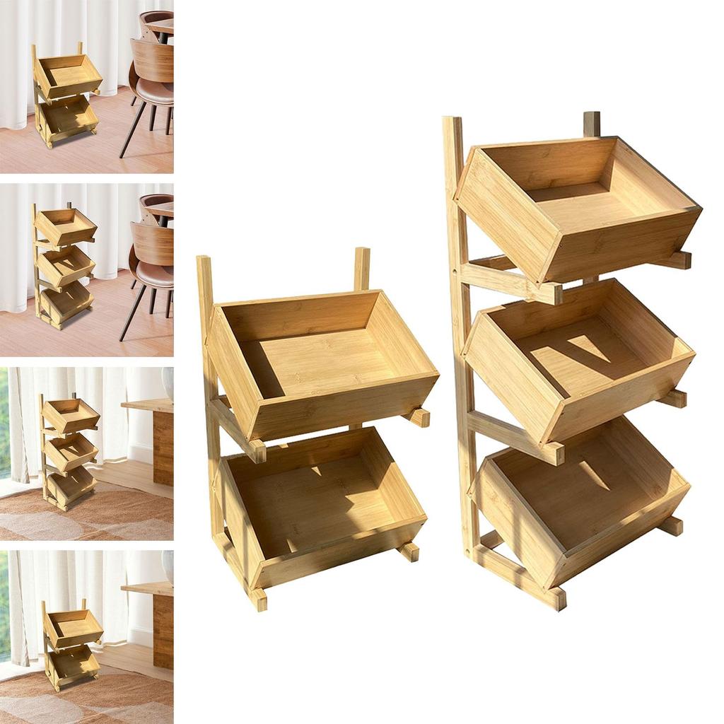 Bodenregal Praktisch Multifunktional Kreatives Ländliches Design Lagerregal Snack-Aufbewahrungskorb für Schlafzimmer Gemüse Küche