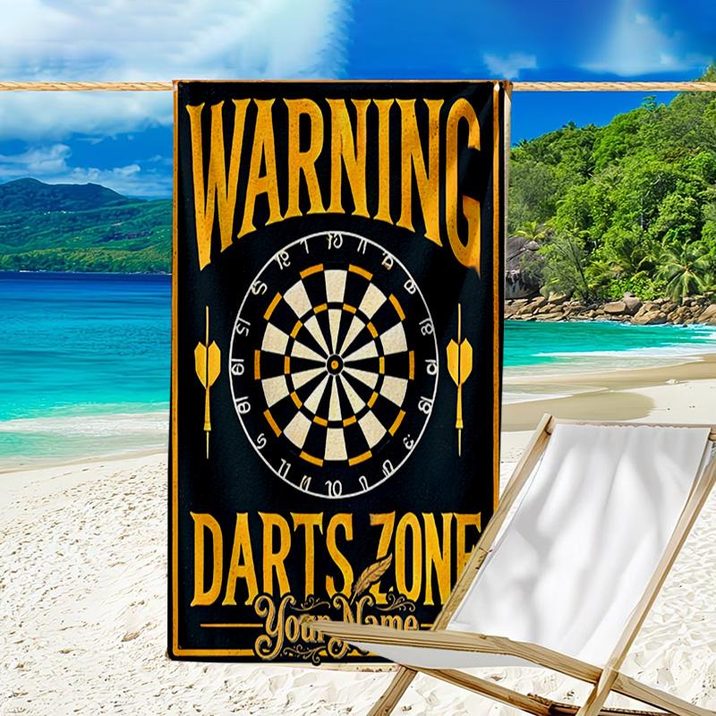 Custom Name Beach Towel Throw Darts Printed Beach Towel, Soft Microfiber, Gift for Her/Him, Birthday, for Pool, Beach, Travel, Fan Gifts