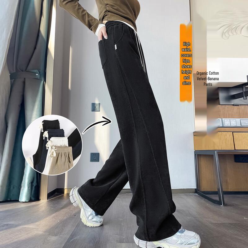 Hstyle Women's High-Waist Wide-Leg Banana Pants