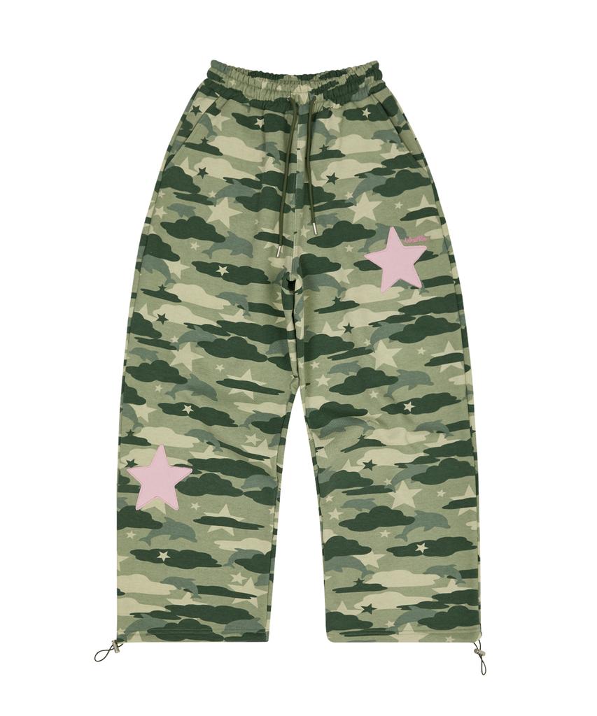 WAIKEI Big Star Applique Sweatpants Camo