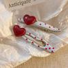 Versatile Red Heart Polka Dot Pearl Duckbill Hair Clip