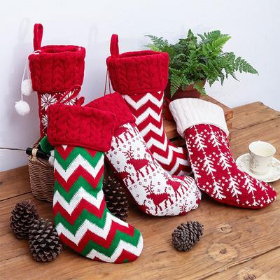 Ornaments New Year Christmas Tree Decor Christmas Stocking Socks Xmas Sack Knitted Candy Bags