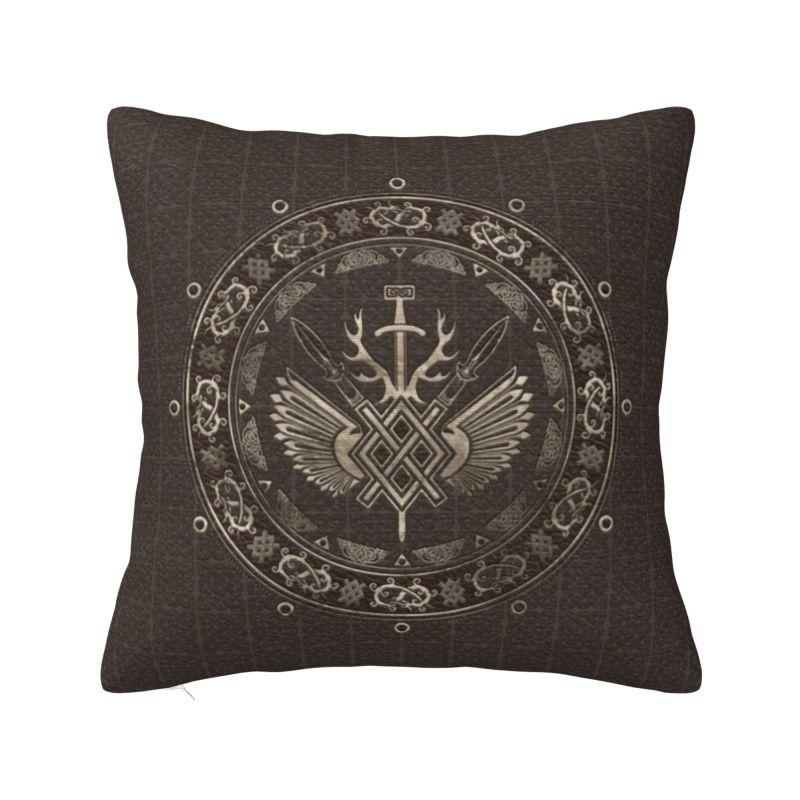 Custom Lucky Charm Viking Compass Vegvisir Cushion Cover Xcm Vikings Valhalla Velvet Luxury Pillow Case Home Decoration