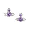 Ismene Round Ball Shaped Brass Square Zirconia Stud Earrings Unisex Earrings Purple 6201034M02P456