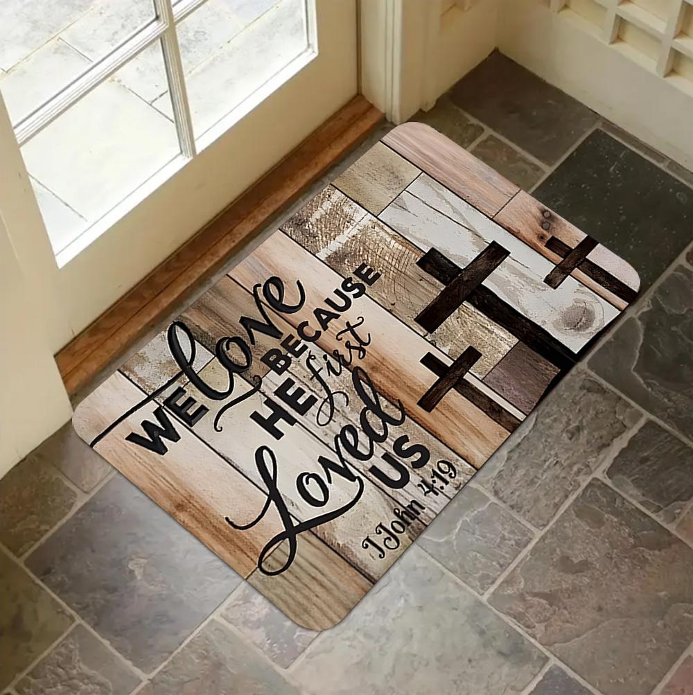 Adorable Dog Paw Print Wood Grain Floor Mat Non Slip Entryway Carpet for Living Room Kitchen Washable Outdoor Indoor Floor Mat
