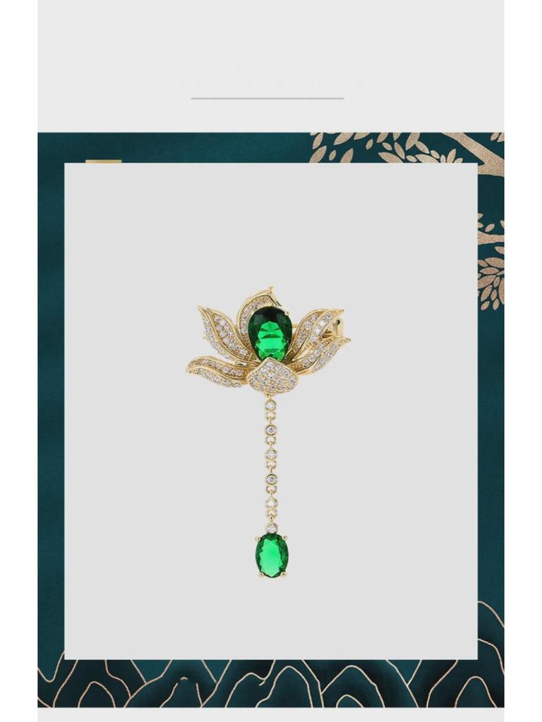 Elegant Lotus Crystal Brooch: Exquisite Chinese-Inspired Pin for Suits – High-End Creative Accessory Gift