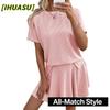 Women's Fashion Casual Short Sleeve O-Neck Pants Suits