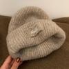Big Head Circumference Blue Knitted Wool Hat Women's Autumn and Winter Thickened Warm Headgear, Cold-proof and Small-faced Ear Protection Hat