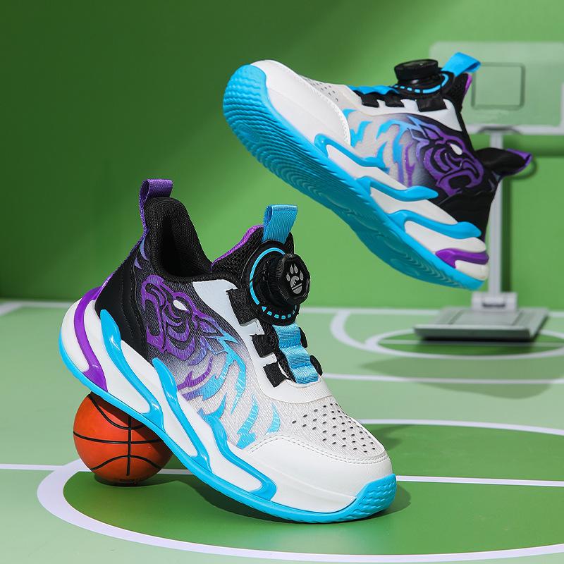 Boys' Fashion Running Shoes 2025 Mesh Breathable Non-slip Cartoon Wear-resistant Versatile Sports Shoes Medium and Older Children's Basketball Shoes