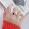 Black Square Rose Gold Plated Titanium Steel Ring - Trendy Korean Fashion for Women