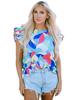 Azura Exchange Abstract Print Ruffle Sleeve Blouse